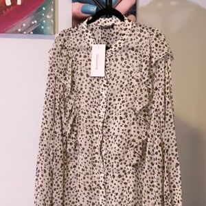 Sheer cheetah print blouse